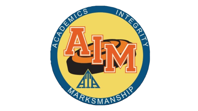 AIM: Academics, Integrity, Marksmanship program logo